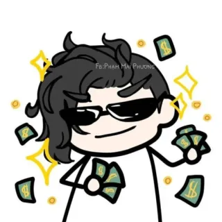 😎 FB: Pham Mai Phuong money, cartoon, glasses, wealth, finance, drawing, cash whatsapp sticker