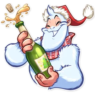 😁 Yeti, Weihnachten, Feiertag, Champagner, Feier, Winter telegram sticker