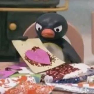 💘 Pingu pingu, pinguino, cartone animato, claymation, arrabbiato, cuore whatsapp sticker
