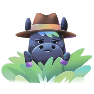 😒 животное, лошадь, мультфильм, куст, шляпа, шпион whatsapp sticker