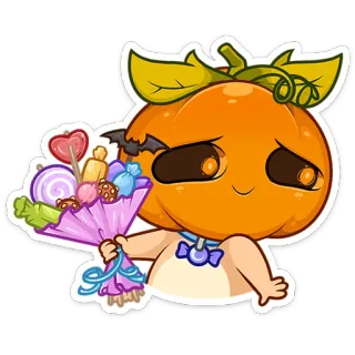 🎃 かぼちゃ, ハロウィン, かわいい, コウモリ, キャンディ, 怖い telegram sticker