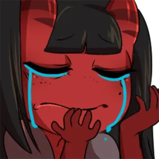 😭 pleurer, diable, triste, démon, dessin animé, emo telegram sticker