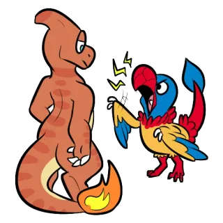 😡 cartoon, parrot, lizard, animal, character whatsapp sticker