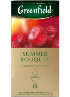💕 FINELY SELECTED SPECIALITY TEA Greenfield SUMMER BOUQUET HERBAL TEA COLLECTION 100% 25 THE EXCEPTIONAL FRESHNESS OF TEA IS GUARANTEED THE INDIVIDUAL SACHET tea, herbal, beverage, summer, greenfield telegram sticker
