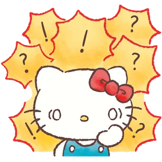 😱 Hello Kitty Hello Kitty, Kreskówka, Naklejka, Urocze, Pytanie, Zdezorientowany, Wykrzyknik telegram sticker