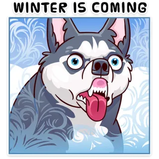 ❄ WINTER IS COMING invierno, perro, husky, dibujos animados, animal, divertido whatsapp sticker