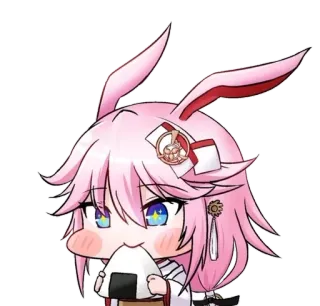 🌟 Anime, Kawaii, Kelinci, Makanan, Lucu, Nasi kepal telegram sticker
