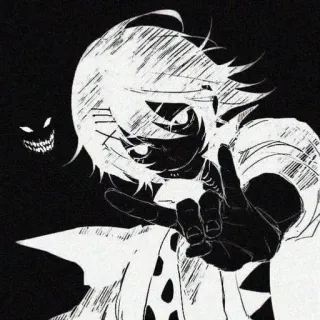 🌟 Anime, Manga, Personaggio, Bianco e nero, Gesto offensivo telegram sticker