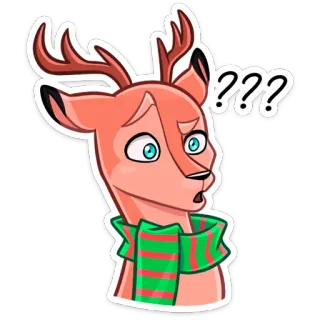 ❓ ??? rusa, binatang, pertanyaan, kebingungan, syal, kartun telegram sticker