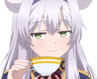 ☕️ アニメの女の子, お茶を飲む, 可愛い, アニメーション, ステッカー telegram sticker