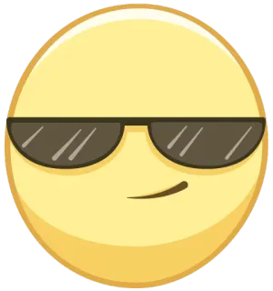 😎 이모지, 멋진, 선글라스, 얼굴, 노란색, 미소 telegram sticker