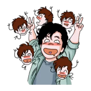 ✌ desenho animado, adesivo, anime, jovem, feliz telegram sticker