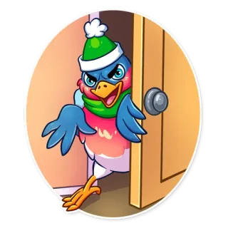 😈 Vogel, Cartoon, Winter, Tür, Aufkleber, Tier telegram sticker