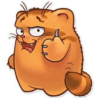 👍 cat, cartoon, animal, claws, orange whatsapp sticker