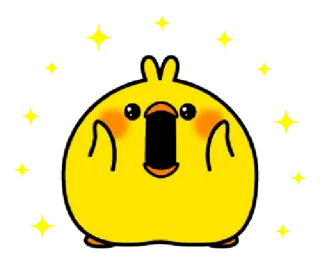 😱 oiseau, poussin, mignon, kawaii, jaune, paillettes, excité whatsapp sticker