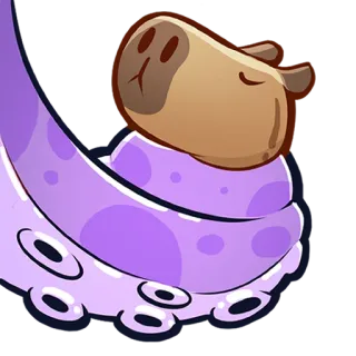 🦑 카피바라, 문어, 동물, 귀여운, 만화, 촉수 telegram sticker
