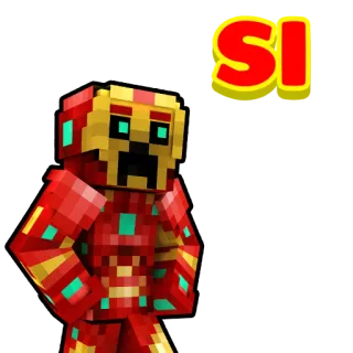 👍 SI minecraft, creeper, iron man, video game, crossover telegram sticker