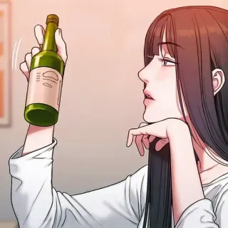🥀 Anime, Alcohol, Mujer, Botella, Coreano, Soju telegram sticker
