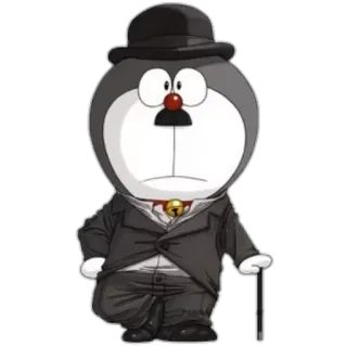 🎩 doraemon, figur, anzug, gentleman, bowler, cartoon whatsapp sticker