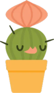 😞 cactus, pianta, fiore, carino, cartone animato, succulenta, vaso telegram sticker