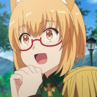🤩 anime, cat ears, glasses, cute, smiling, cartoon telegram sticker