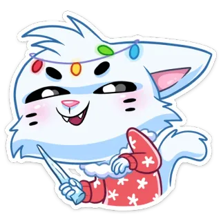 😈 gato, natal, neve, inverno, fofo, desenho animado, festivo telegram sticker