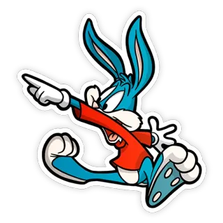 😆 Buster Bunny Tiny Toon Adventures Buster Bunny, Tiny Toon Aventures, dessin animé, lapin, personnage telegram sticker