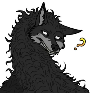 🧐 wolf, question mark, cartoon, animal, furry, smirk telegram sticker