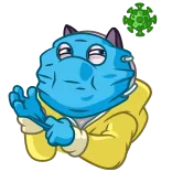 🦠 virus, khẩu trang, sức khỏe, hoạt hình, xanh lam whatsapp sticker