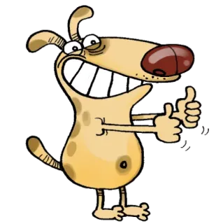 👍 cane, cartone animato, pollice in su, felice, animale, adesivo whatsapp sticker