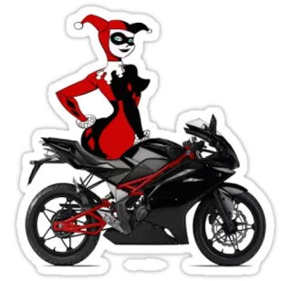 🚲 Harley Quinn Harley Quinn, moto, DC Comics, vilão, bobo da corte telegram sticker
