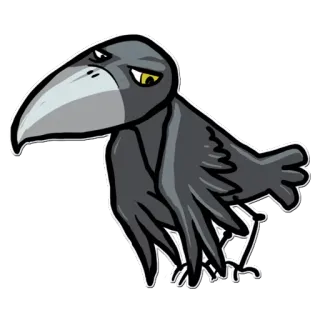 😒 птица, ворона, животное, мультфильм, грустный, ворчливый telegram sticker
