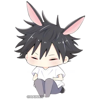 ☺️ @HAWKS Anime, Cartoon, Chibi, Kawaii, Süß, Hasenohren telegram sticker