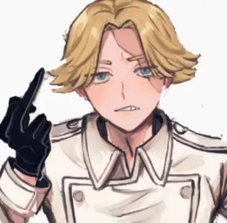 💮 นิ้วกลาง, ท่าทาง, สไตล์อนิเมะ, ตัวละคร, ผมบลอนด์ telegram sticker