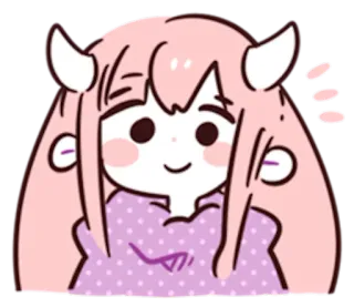 🙂 anime, pink hair, cute, horns, kawaii, cartoon telegram sticker