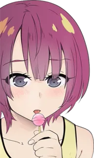 😏 アニメ, 女の子, ロリポップ, 漫画, 可愛い, ピンク髪, 女性 whatsapp sticker