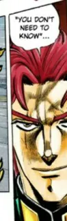 😏 Noriaki Kakyoin JoJo's Bizarre Adventure "YOU DON'T NEED TO KNOW"... Anime, Manga, Jojo, Kakyoin, Nie musisz wiedzieć, Kadr komiksu telegram sticker