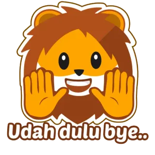 🙌 Udah dulu bye.. leone, animale, cartone animato, addio, ciao, saluto telegram sticker