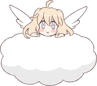 🙂 anjo, nuvem, fofo, kawaii, estilo anime, desenho animado telegram sticker