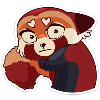 😠 레서판다, 귀여운, 만화, 스티커, 하트, 화난 telegram sticker