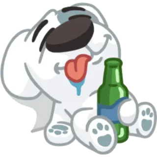 😝 dog, cartoon, animal, beer, bottle, cute telegram sticker