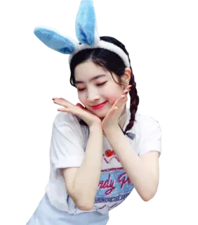 🤗 Frau, Mädchen, Hasenohren, süß, Idol, K-Pop telegram sticker