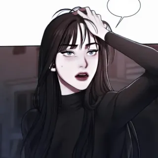 🫐 ผู้หญิง, ภาพเหมือน, ผมสีน้ำตาลเข้ม, ผมยาว, ภาพประกอบ, อนิเมะ, มังงะ telegram sticker