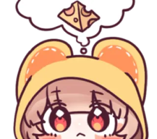 🤤 Käse, Cartoon, Niedlich, Ohren, Anime telegram sticker
