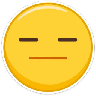 😑 Emoji, Uitdrukkingsloos, Neutraal, Geel, Gezicht, Stemming telegram sticker