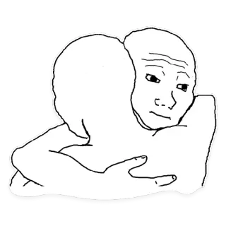 😞 meme, hug, sad, wojak telegram sticker