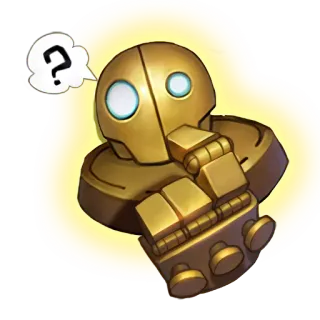 🤔 robot, question mark, thinking, gold, cartoon, sticker telegram sticker