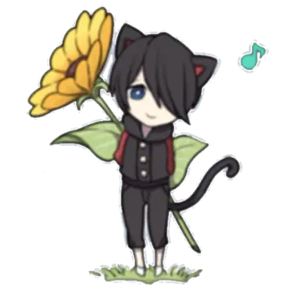 😇 кот, цветок, аниме, каваий, чиби, мультфильм, милый whatsapp sticker
