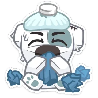 🤧 malade, fièvre, grippe, rhume, dessin animé, chien whatsapp sticker