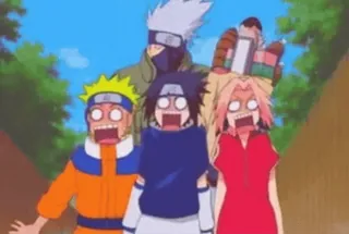 😫 Naruto Anime, Naruto, Śmieszne, Zszokowany, Zaskoczony, Sasuke, Sakura, Kakashi telegram sticker